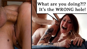 Wrong Hole, Crying Bitch Screaming ROUGH ANAL DESTRUCTION “PLEASE NO don't fuck my ass!” IT HURTS?
