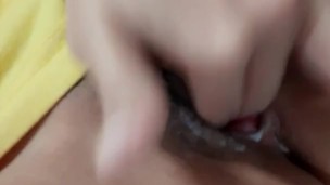 horny maid fingering while boss at home