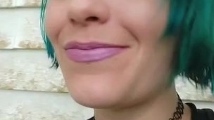 Small penis humiliation with laughing, smoking blue haired milf