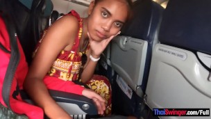 Asian teen GF grabs BFs crotch on a plane and fucked him once they arrived at the hotel